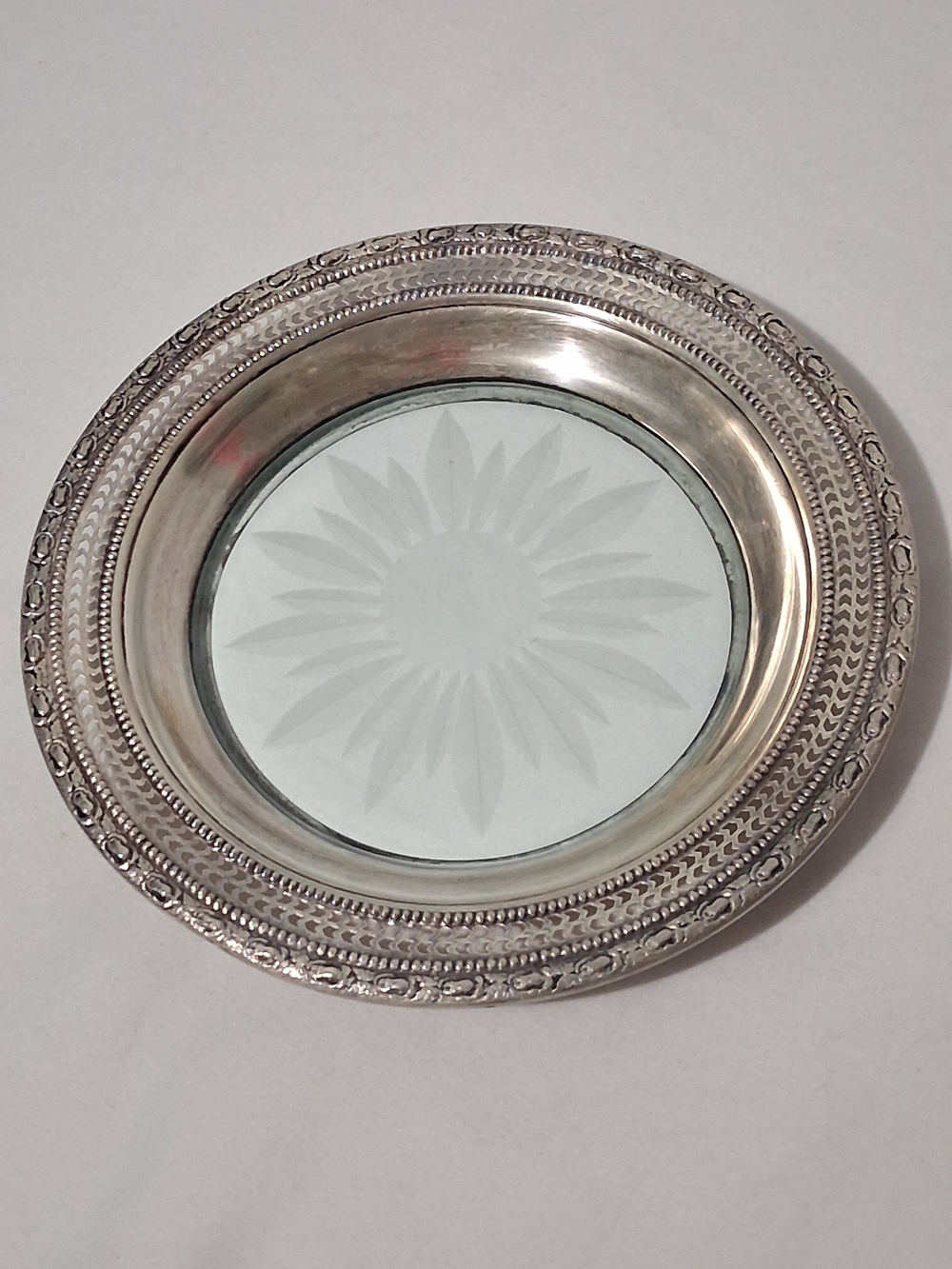 Vintage Frank M. Whiting & Co Stetling Talisman Rose 6.5" Wine Bottle Coaster